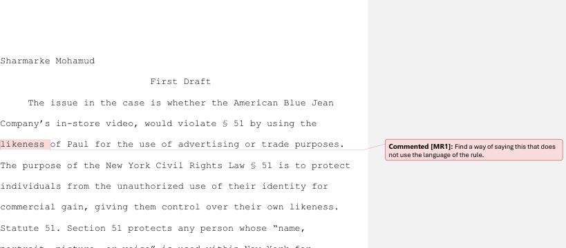 First page of the New York memo, first draft